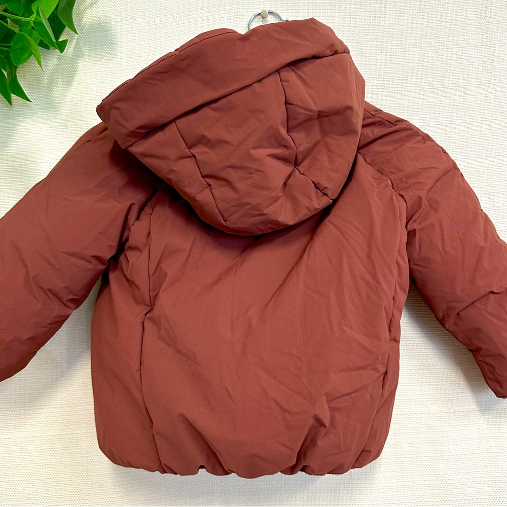 Zara Brown Red Puffer Jacket with Hood - Picture 6 of 8